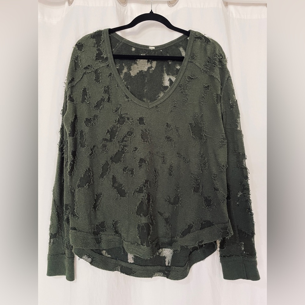 Free People flowy top in dark army green